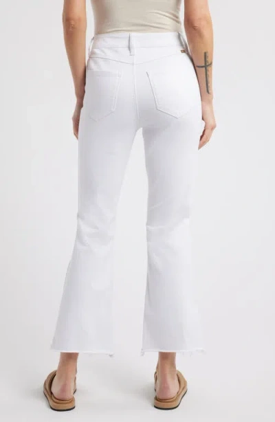 1822 Denim Raw Hem High Waist Demi Bootcut Jeans In White