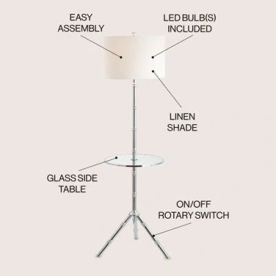 Jonathan Y Hall 62" Metal Led End Table Floor Lamp In Chrome