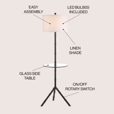 Jonathan Y Hall 62" Metal Led End Table Floor Lamp In Oil Rubbed Bronze