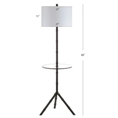 Jonathan Y Hall 62" Metal Led End Table Floor Lamp In Oil Rubbed Bronze