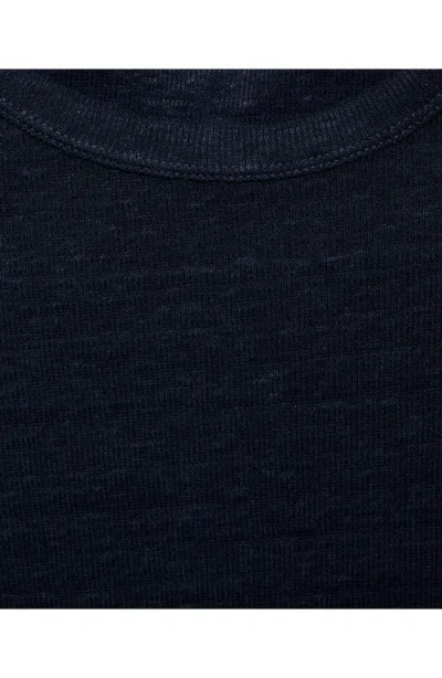 Mango Linen T-shirt In Dark Navy