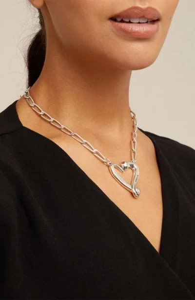 Unode50 Silver Pendant With Links And Heart In Neutral