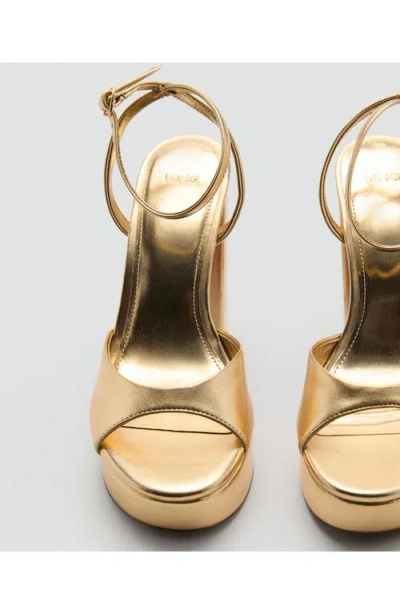 Mango Ankle Strap Platform Sandal In Gold
