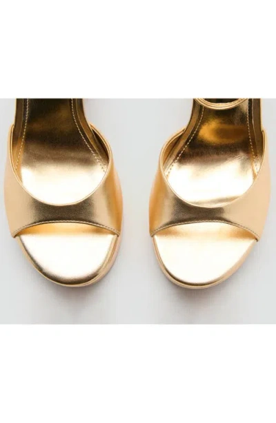 Mango Ankle Strap Platform Sandal In Gold