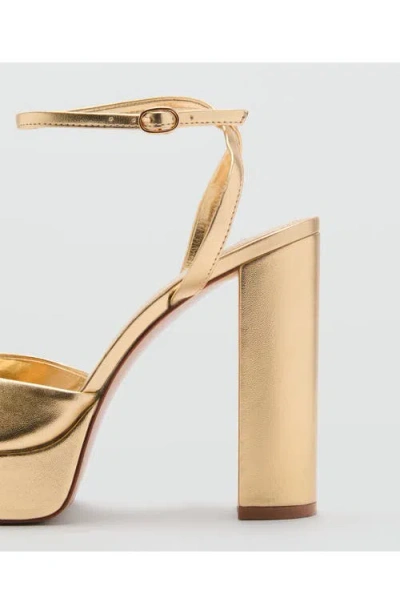 Mango Ankle Strap Platform Sandal In Gold