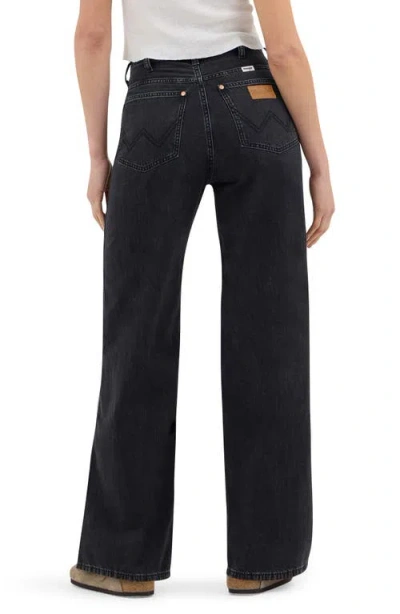 Wrangler Tie Waist Wide Leg Jeans In Rinse Black