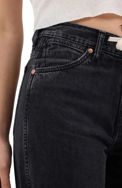 Wrangler Tie Waist Wide Leg Jeans In Rinse Black