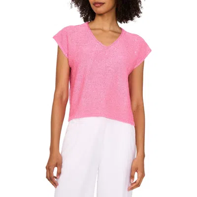 Shop Vince Camuto Sequin Accent Short Sleeve Sweater In Bloom Shine