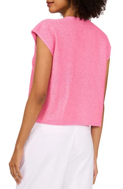 Vince Camuto Sequin Accent Short Sleeve Sweater In Bloom Shine