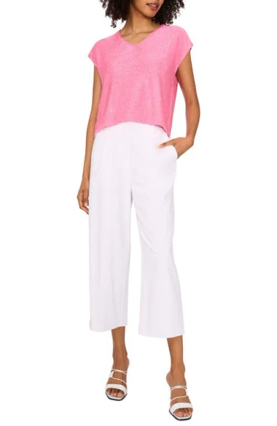 Vince Camuto Sequin Accent Short Sleeve Sweater In Bloom Shine