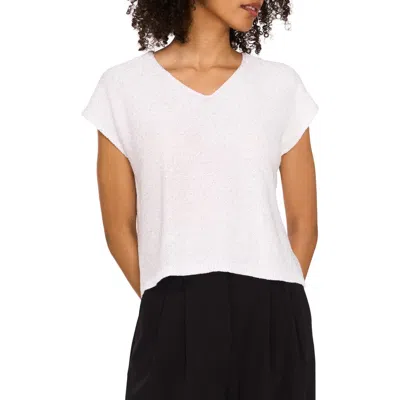 Shop Vince Camuto Sequin Accent Short Sleeve Sweater In Antique White Silver