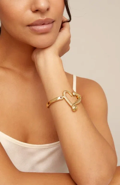 Unode50 18k Gold-plated Bracelet With Nailed Heart, Visible Spring In Gold