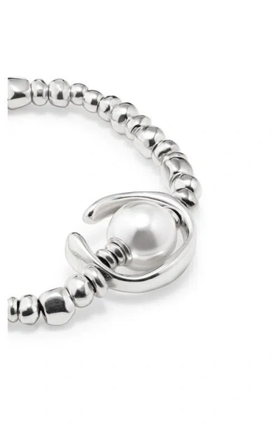 Unode50 Sterling Silver-plated Beaded Bracelet With A Pearl In Silver
