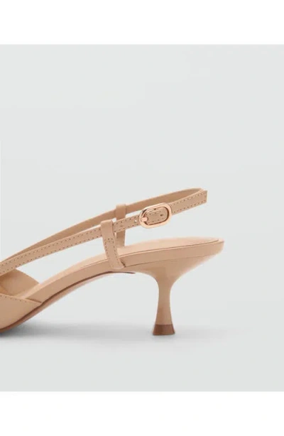 Mango Slingback Pointed Toe Pump In Beige