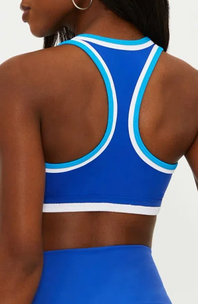 Beach Riot Ida Colorblock Racerback Sports Bra In Riviera Azure