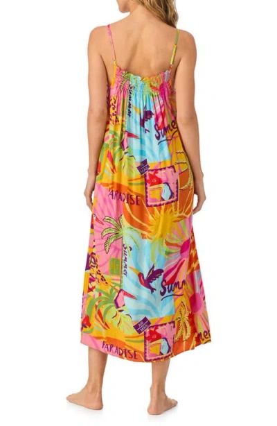 Room Service Pjs Smocked Print Nightgown In Mult Pattern