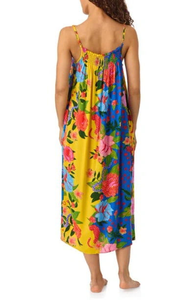 Room Service Pjs Smocked Print Nightgown In Multi Flower
