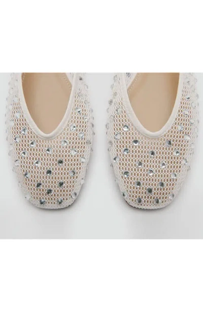 Mango Embellished Ballet Flat In White