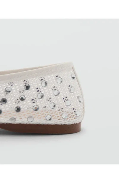 Mango Embellished Ballet Flat In White