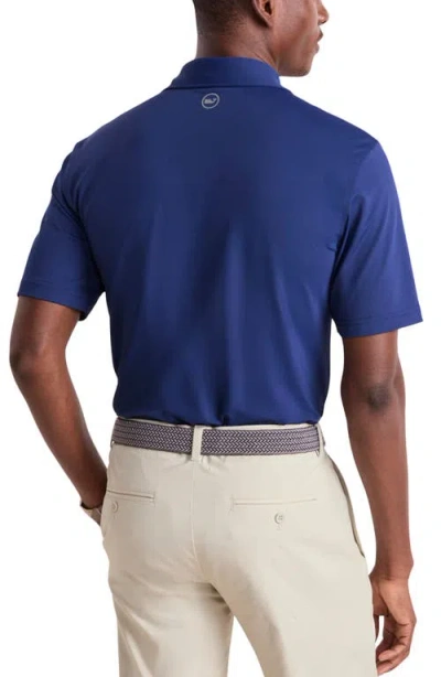 Vineyard Vines Sankaty Performance Polo In Blue Depth