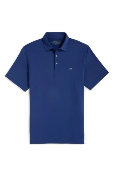 Vineyard Vines Sankaty Performance Polo In Blue Depth