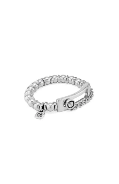 Unode50 Sterling Silver-plated Beaded Bracelet With A Central Link In Silver