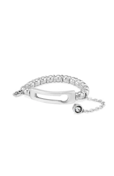 Unode50 Sterling Silver-plated Beaded Bracelet With A Central Link In Silver