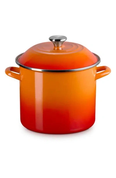 Le Creuset 10-quart Enameled Stainless Steel Stock Pot In Flame