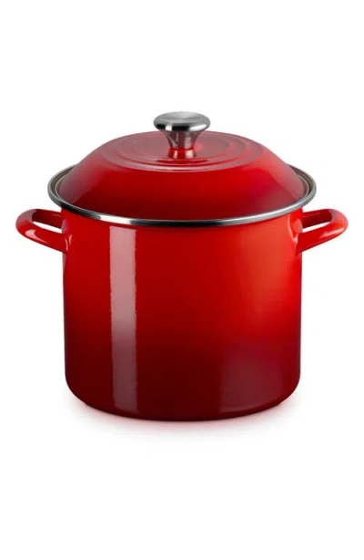Le Creuset 10-quart Enameled Stainless Steel Stock Pot In Cerise