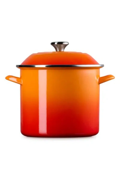 Le Creuset 10-quart Enameled Stainless Steel Stock Pot In Flame