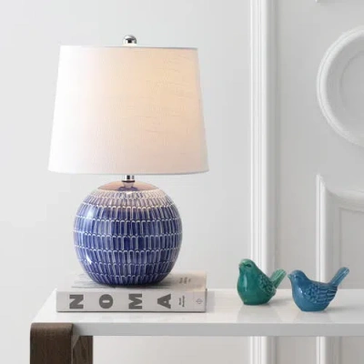 Jonathan Y Ronald 21" Ceramic Led Table Lamp, Navy In Navy