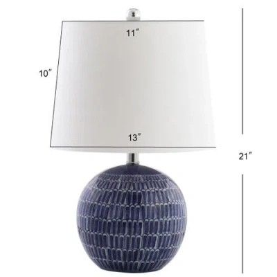 Jonathan Y Ronald 21" Ceramic Led Table Lamp, Navy In Navy
