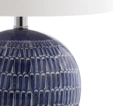 Jonathan Y Ronald 21" Ceramic Led Table Lamp, Navy In Navy