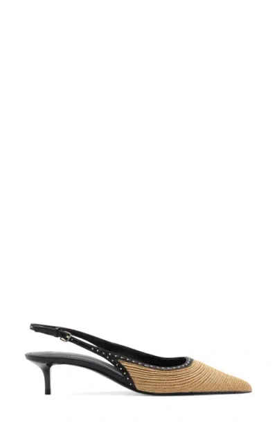 Mango Straw Pointed Toe Slingback Pump In Sand