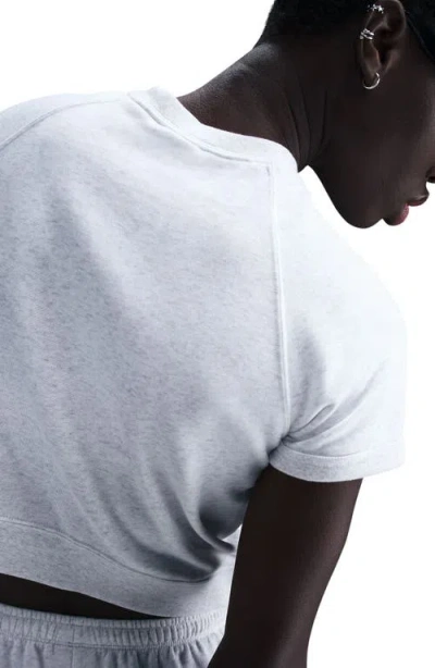 Nike Women's  Sportswear Chill Terry Short-sleeve French Terry Top In Birch Heather/lt Orewood Brn