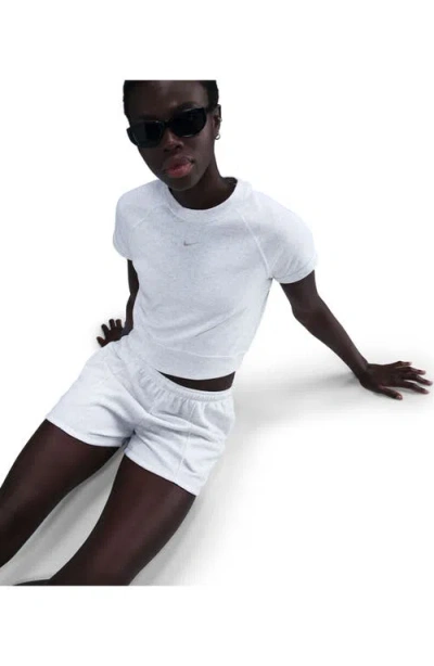 Nike Women's  Sportswear Chill Terry Short-sleeve French Terry Top In Birch Heather/lt Orewood Brn