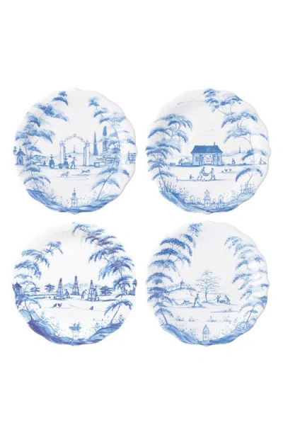 Juliska Country Estate Set Of 4 Party Plates In Delft Blue