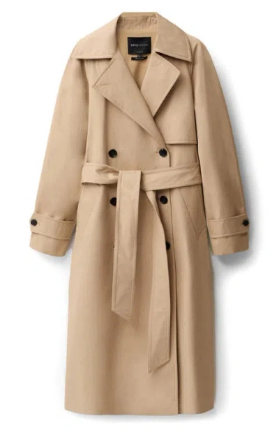 Mango Oversize Long Cotton Trench Coat In Beige