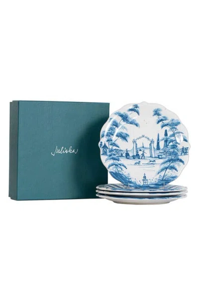Juliska Country Estate Set Of 4 Party Plates In Delft Blue