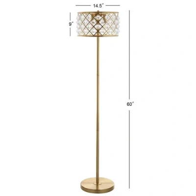 Jonathan Y Elizabeth 60" Crystal/metal Led Floor Lamp In Brass Gold