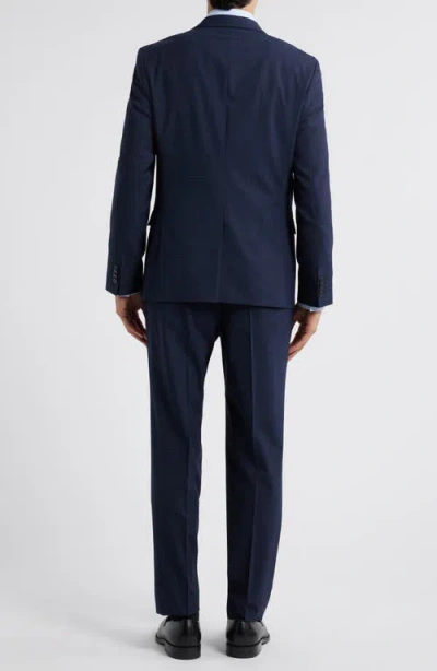 Hugo Boss Boss Houston Slim Fit 3-piece Navy Check Suit In Dark Blue