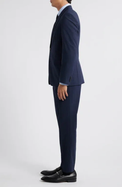 Hugo Boss Boss Houston Slim Fit 3-piece Navy Check Suit In Dark Blue