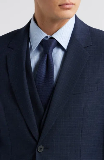 Hugo Boss Boss Houston Slim Fit 3-piece Navy Check Suit In Dark Blue