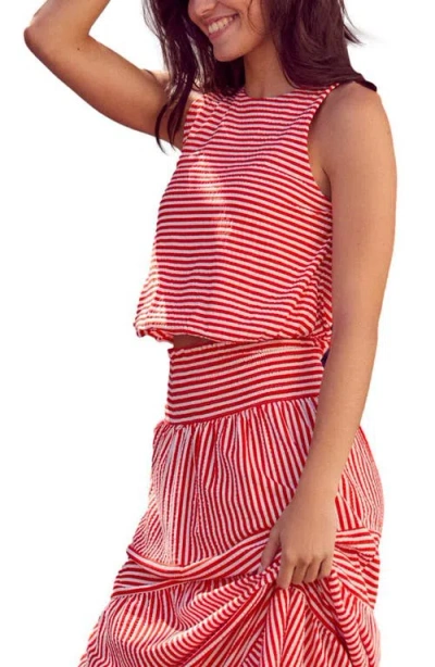 Next Stripe Sleeveless Top In Red