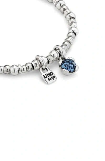 Unode50 Sterling Silver-plated Bracelet With Pearl And Blue Crystal In Silver