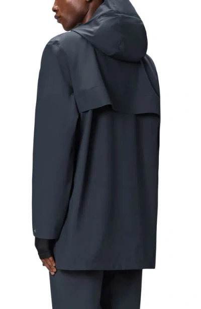 Rains Suva Hardshell Hooded Long Rain Jacket In Navy