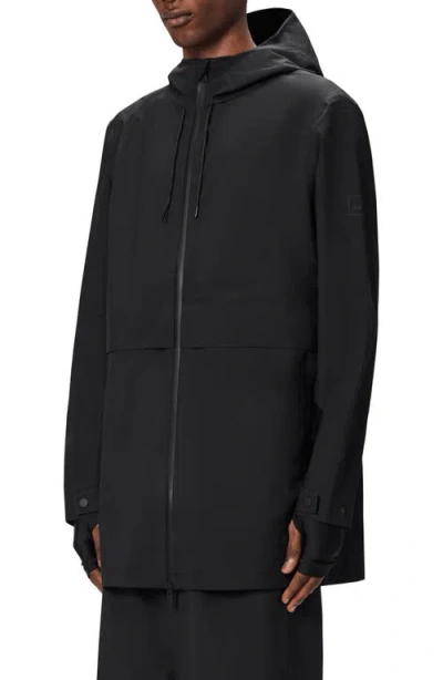 Rains Suva Hardshell Hooded Long Rain Jacket In Black