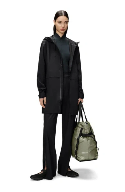 Rains Suva Hardshell Hooded Long Rain Jacket In Black