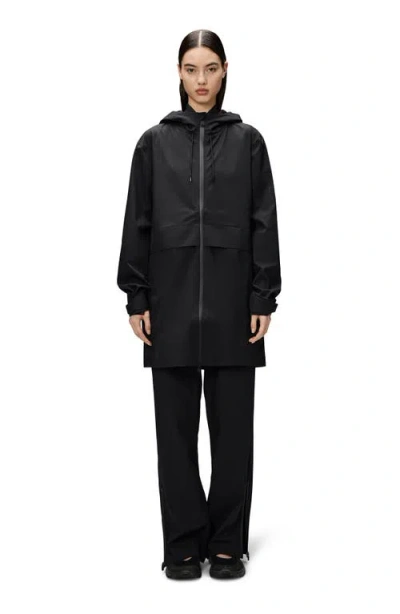 Rains Suva Hardshell Hooded Long Rain Jacket In Black