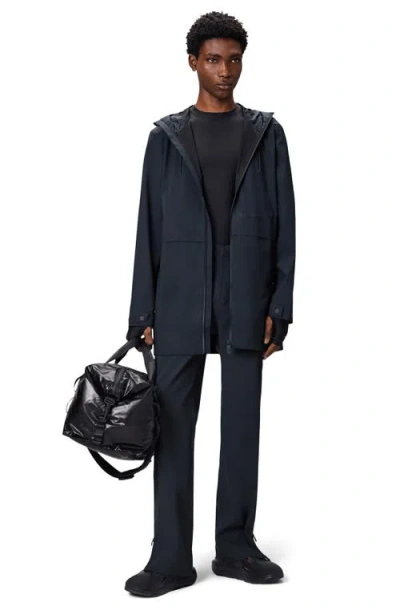 Rains Suva Hardshell Hooded Long Rain Jacket In Navy